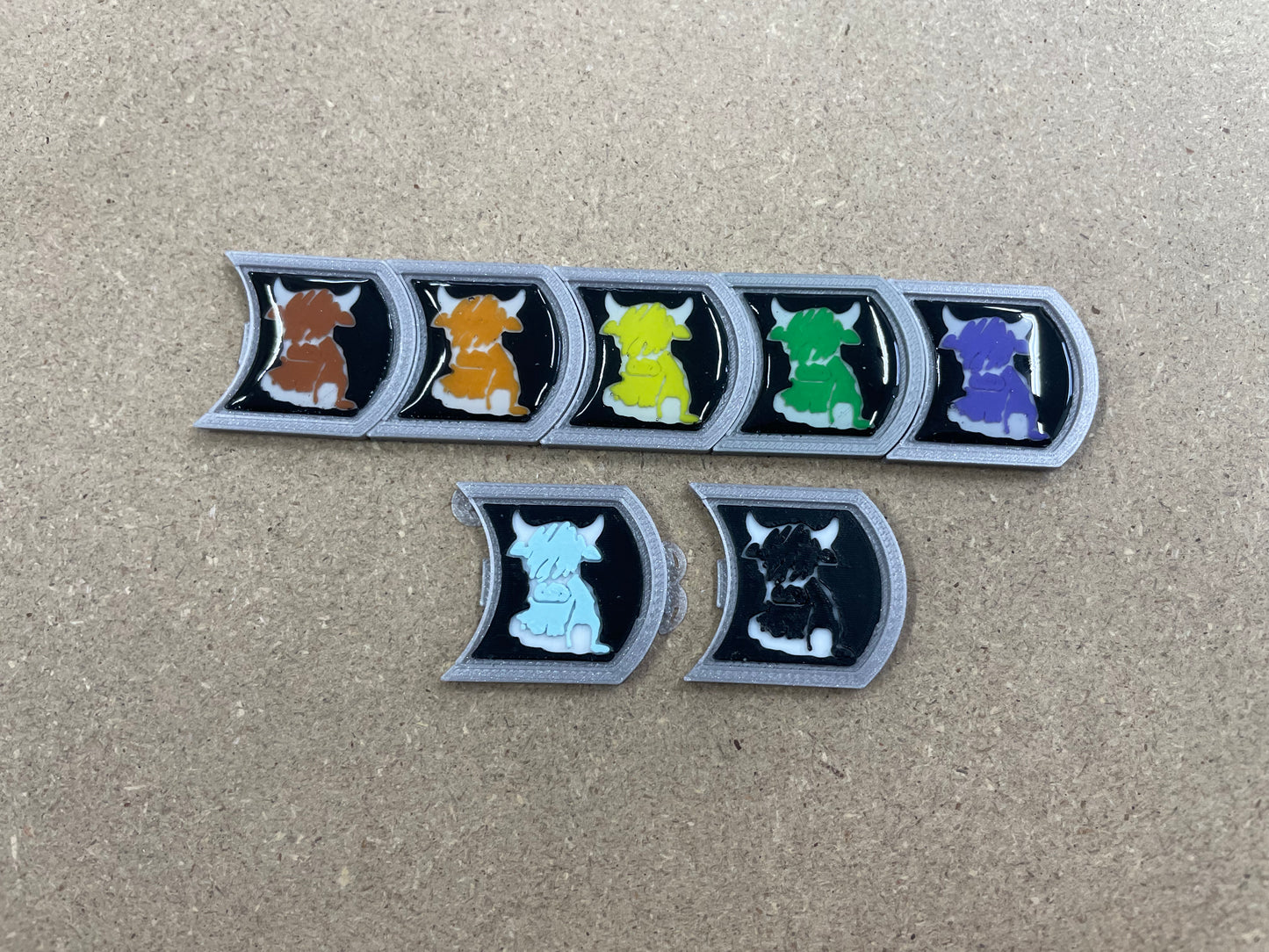 Highland calf ownership badges, MOO MOO